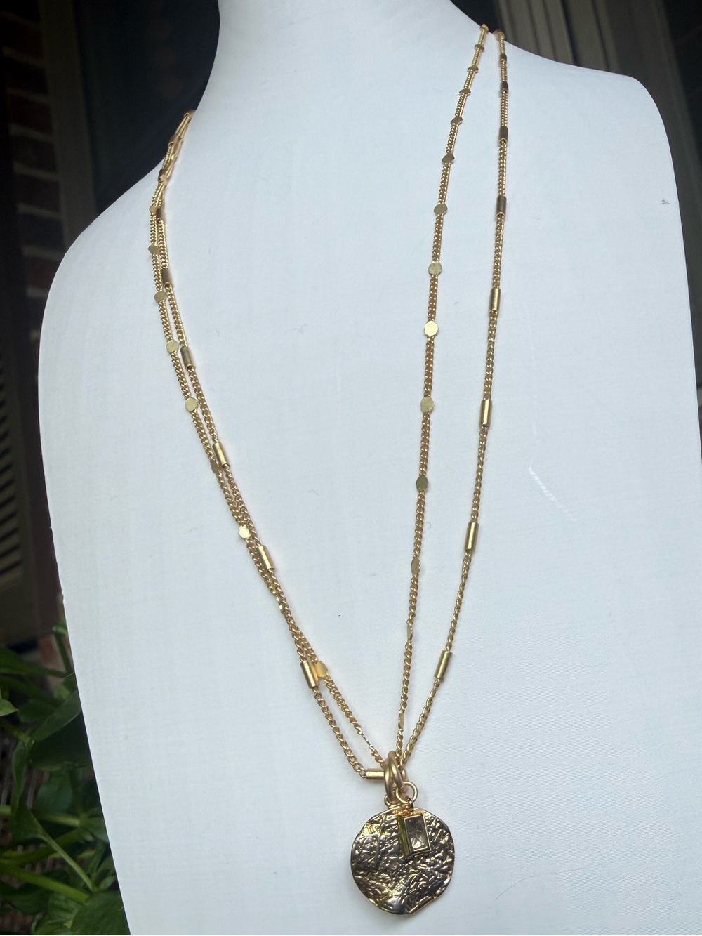 Handmade Boutique Gold Pendant Necklace - Elegant Textured Disc